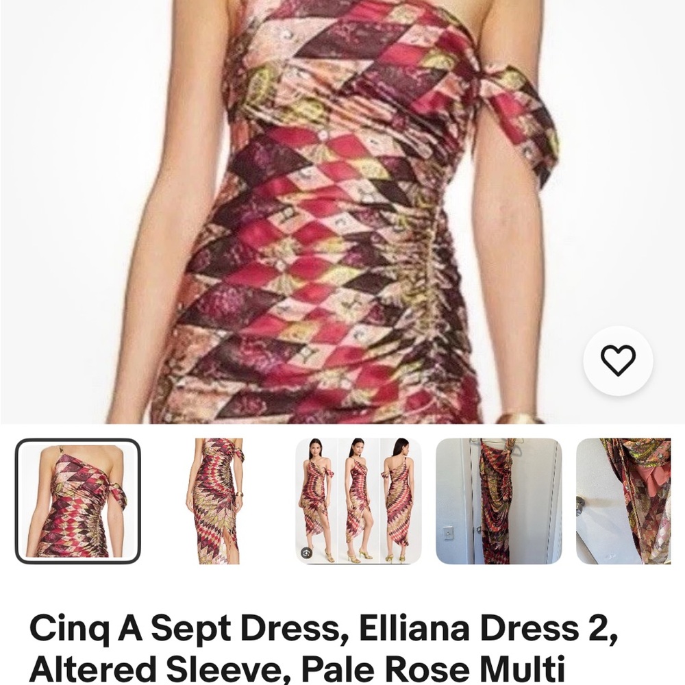 Cinq A Sept Pink and Red Asymmetrical Ruched One Shoulder Dress 2